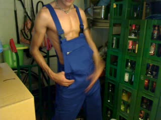 Latin jerk off in Overalls/Latzhose